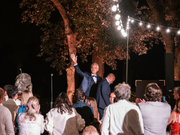 Tenor Andrea Bocelli performing in Villa Bibbiani event in the garden